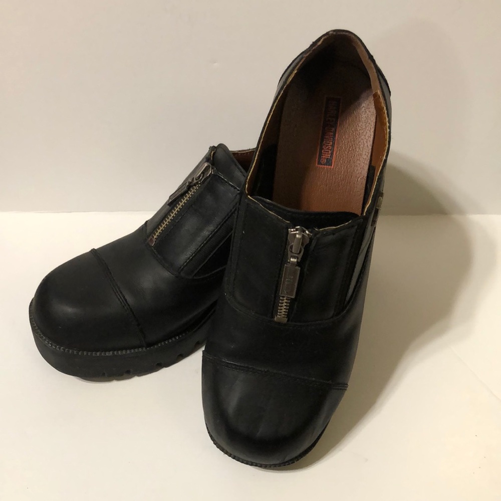 Women’s Vintage Y2K Black Leather Moto-Chunky Shootie Style “Alternator” Size 9